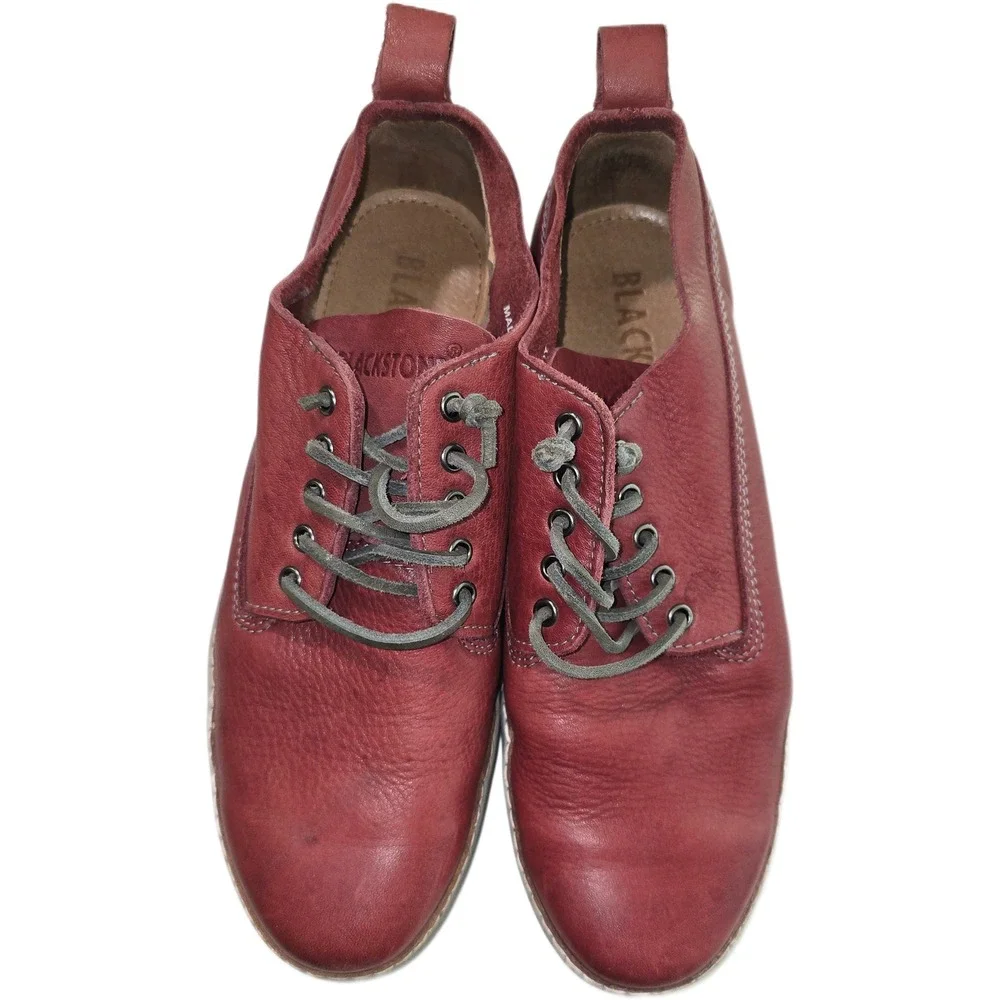 Blackstone DM10 Burgundy Leather Oxford Shoes Mens 41 Low Top Lace Up Red 10